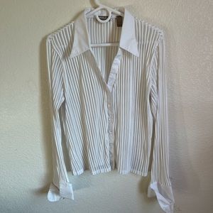 Valerie separates white button down